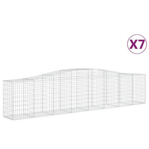Kosze gabionowe, 7 szt, 400x50x80/100 cm, galwanizowane żelazo