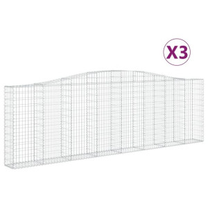 Kosze gabionowe, 3 szt, 400x30x120/140 cm, galwanizowane żelazo