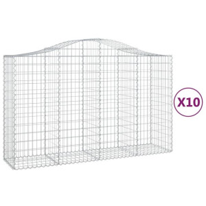 Kosze gabionowe, 10 szt, 200x50x120/140cm, galwanizowane żelazo