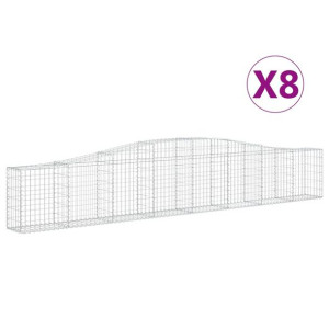 Kosze gabionowe, 8 szt, 400x30x60/80 cm, galwanizowane żelazo