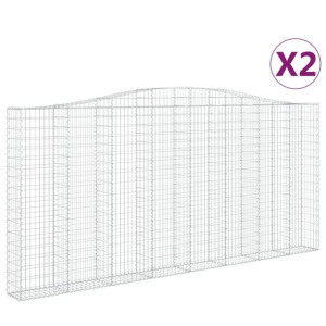 Kosze gabionowe, 2 szt, 400x30x180/200 cm, galwanizowane żelazo