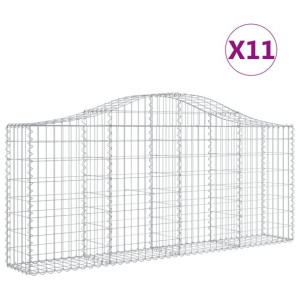 Kosze gabionowe, 11 szt, 200x30x80/100 cm, galwanizowane żelazo