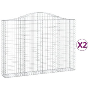 Kosze gabionowe, 2 szt, 200x30x140/160 cm, galwanizowane żelazo