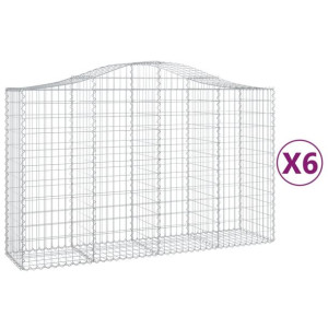 Kosze gabionowe, 6 szt, 200x50x120/140 cm, galwanizowane żelazo