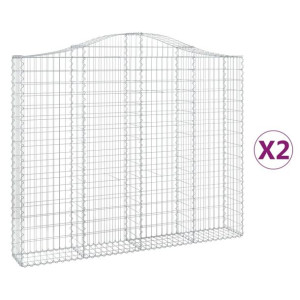 Kosze gabionowe, 2 szt, 200x30x160/180 cm, galwanizowane żelazo