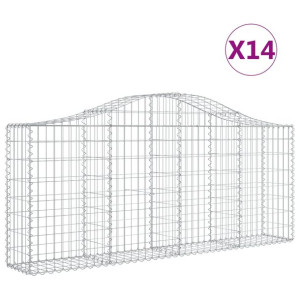 Kosze gabionowe, 14 szt, 200x30x80/100 cm, galwanizowane żelazo