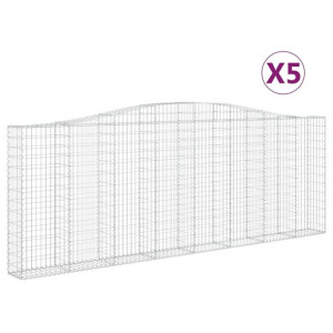 Kosze gabionowe, 5 szt, 400x30x140/160 cm, galwanizowane żelazo