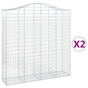 Kosze gabionowe, 2 szt, 200x50x200/220cm, galwanizowane żelazo