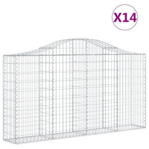 Kosze gabionowe, 14 szt, 200x30x100/120cm, galwanizowane żelazo