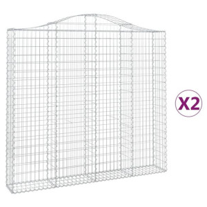 Kosze gabionowe, 2 szt, 200x30x180/200 cm, galwanizowane żelazo