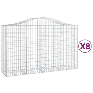 Kosze gabionowe, 8 szt, 200x50x120/140 cm, galwanizowane żelazo