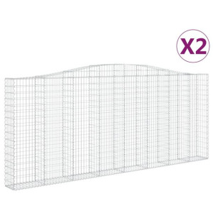 Kosze gabionowe, 2 szt, 400x30x160/180 cm, galwanizowane żelazo