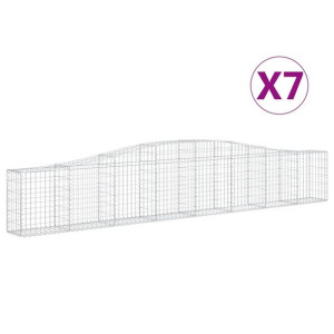 Kosze gabionowe, 7 szt, 400x30x60/80 cm, galwanizowane żelazo