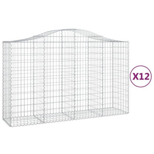 Kosze gabionowe, 12 szt, 200x50x120/140cm, galwanizowane żelazo