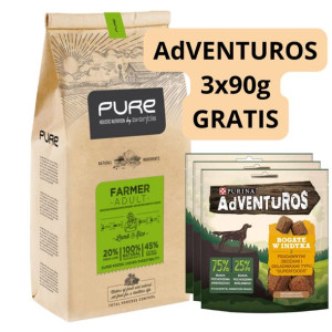 PURE Farmer adult Lamb 12kg+ AdVENTUROS 3x90g