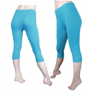 Legginsy getry bawełniane 3/4 rybaczki XXL turkus