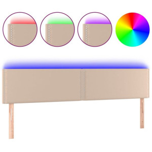 Zagłówek do łóżka z LED, cappuccino, 200x5x78/88 cm, ekoskóra
