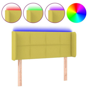 Zagłówek do łóżka z LED, zielony, 93x16x78/88 cm, tkanina