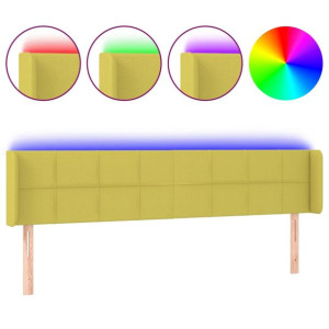 Zagłówek do łóżka z LED, zielony, 163x16x78/88 cm, tkanina