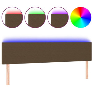 Zagłówek do łóżka z LED, ciemnobrązowy, 200x5x78/88 cm, tkanina