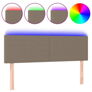 Zagłówek do łóżka z LED, taupe, 144x5x78/88 cm, tkanina