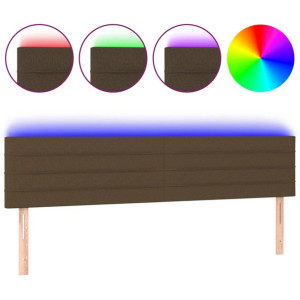 Zagłówek do łóżka z LED, ciemnobrązowy, 200x5x78/88 cm, tkanina