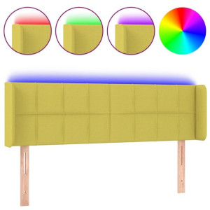 Zagłówek do łóżka z LED, zielony, 147x16x78/88 cm, tkanina