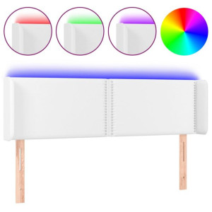 Zagłówek do łóżka z LED, biały, 147x16x78/88 cm, sztuczna skóra