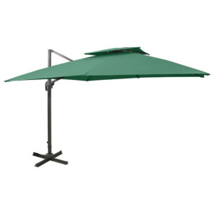 Parasol wiszący z podwójną czaszą, 300x300 cm, zielony