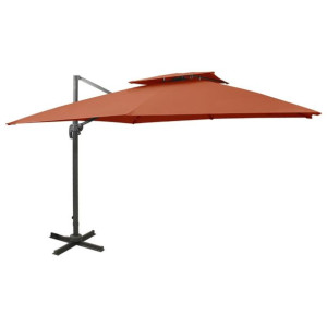 Parasol wiszący z podwójną czaszą, 300x300 cm, terakotowy