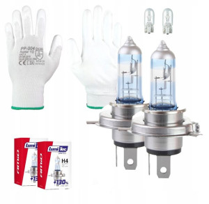 Żarówki H4 130% 40m Mocne Szkło Kwarcowe Filtr Uv