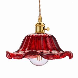 Lampa wisząca sufitowa szklana FLOWER czerwona