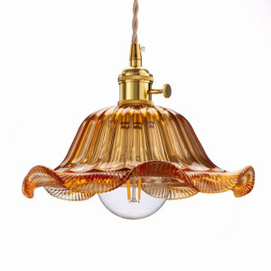 Lampa wisząca sufitowa szklana FLOWER bursztynowa