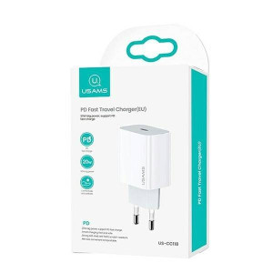 USAMS Ładowarka PD 1xUSB-C T34 20W 5V-3A PD3.0