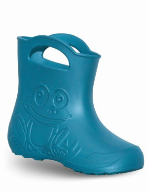  Kalosze  dziecięce Zetpol 24/25 dziecięce żabka -EVA FROG blue metalik