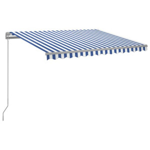 Ręcznie zwijana markiza z LED, 300 x 250 cm, niebiesko-biała