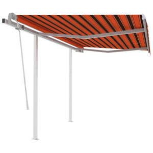 Ręcznie zwijana markiza z słupkami, 3x2,5 m, pomarańcz-brąz