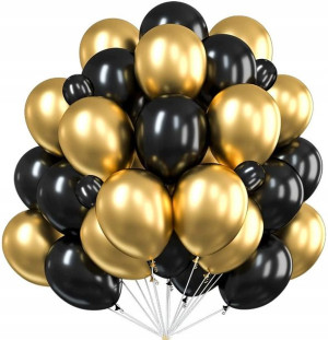 Balony Złote Czarne 60szt Ślub Wesele Urodziny Bal