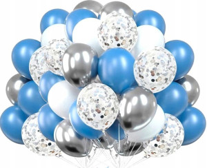 Balony Blue srebrne 60szt Ślub Wesele Urodziny bal