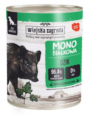 Wiejska Zagroda mokra dla PSA BEZZBOŻOWA Dzik 800g