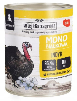 Wiejska Zagroda mokra MONO Indyk szczeniąt 800g