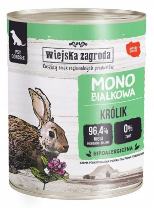 Wiejska Zagroda dla psa MONOPROTEINOWA Królik 800g