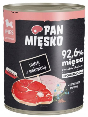 Pan Mięsko psa Indyk z Wołowiną dla szczeniąt 800g