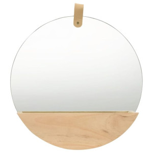 Lustro ścienne z półką z litego drewna sosnowego, 35 cm