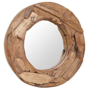 Lustro dekoracyjne, drewno tekowe, 60 cm, okrągłe