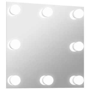 Lustro ścienne z lampkami LED, kwadratowe, szklane