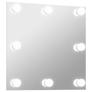 Lustro ścienne z lampkami LED, kwadratowe, szklane