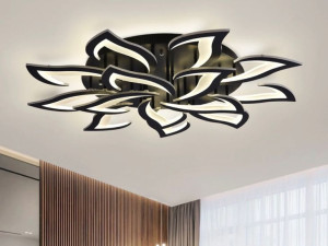 Nowoczesna Lampa Sufitowa Żyrandol LED Ściemniacz Pilot Czarna LST