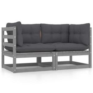 2-osobowa sofa ogrodowa z poduszkami, lite drewno sosnowe