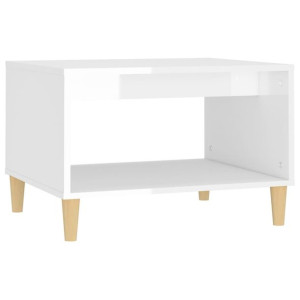 Stolik kawowy, biały o wysokim połysku, 60x40x50 cm